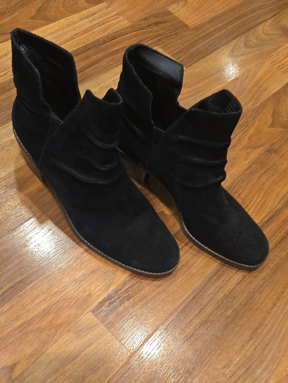 Cole Haan Black Suede Ankle Booties with Draped Upper